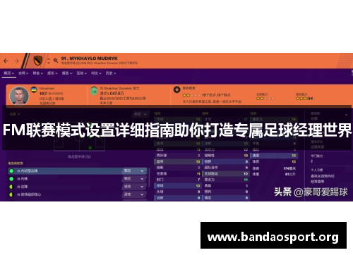 FM联赛模式设置详细指南助你打造专属足球经理世界 FM联赛模式设置详细指南助你打造专属足球经理世界
